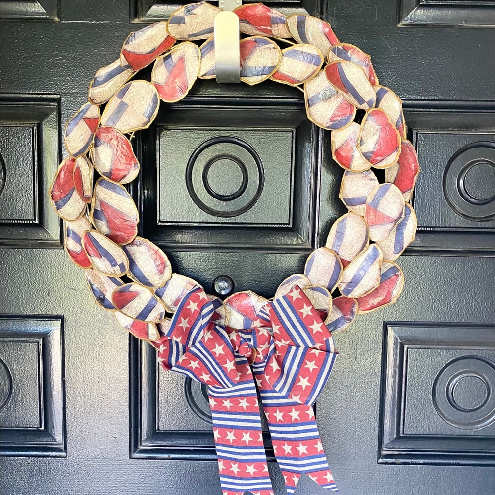 Shell Wreath Patriotic Coastal Decor